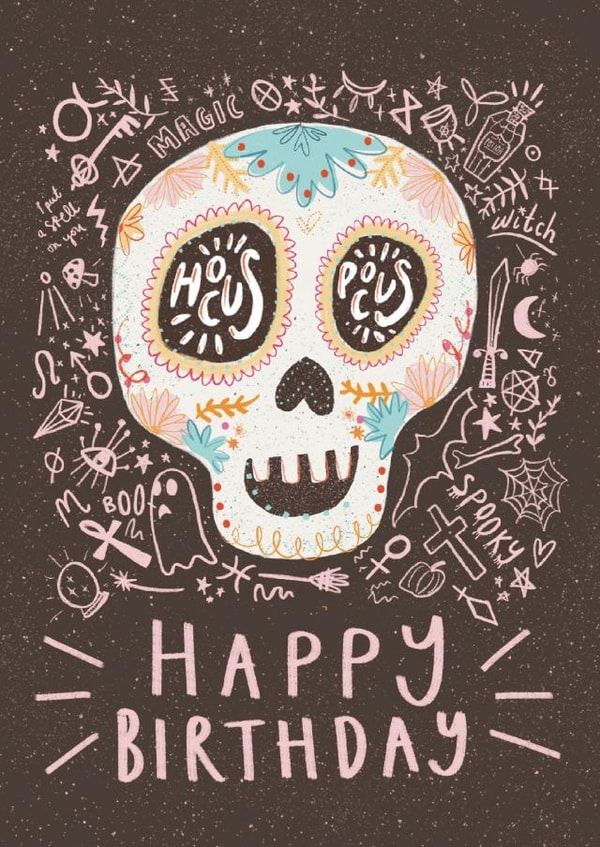 Sugar Skull Happy Birthday Card created by Nicola Scott