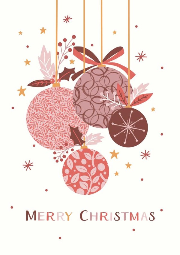 Pink Baubles Merry Christmas Card created by Catherine Bancroft