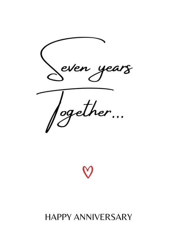 Cute Typography Anniversary Card - 7 Years - Seven Years Together Happy Anniversary created by A Bee's Designs