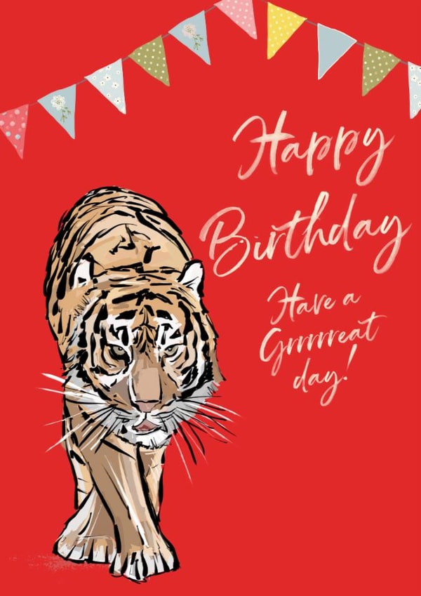 Tiger Happy Birthday Greeting Card created by Natalie Ryan
