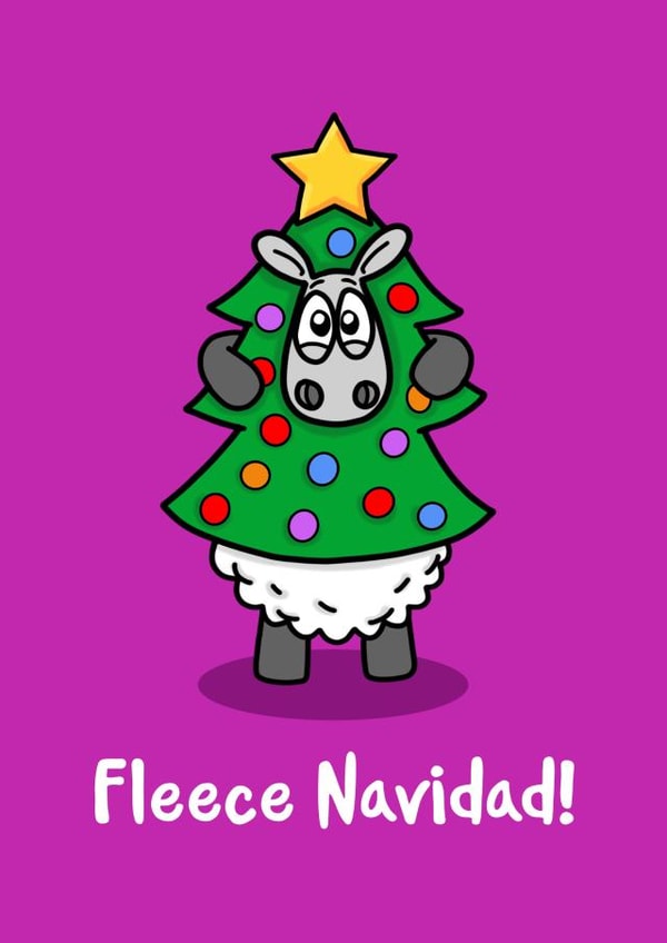 Fleece Navidad! Sheep Christmas card created by Eweniverse