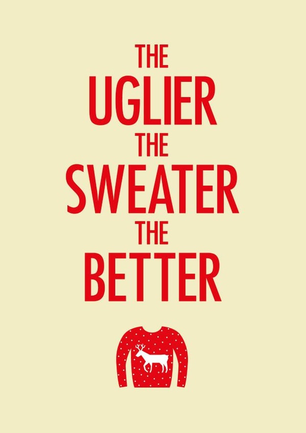 Ugly sweater Christmas card created by Nifty Cards