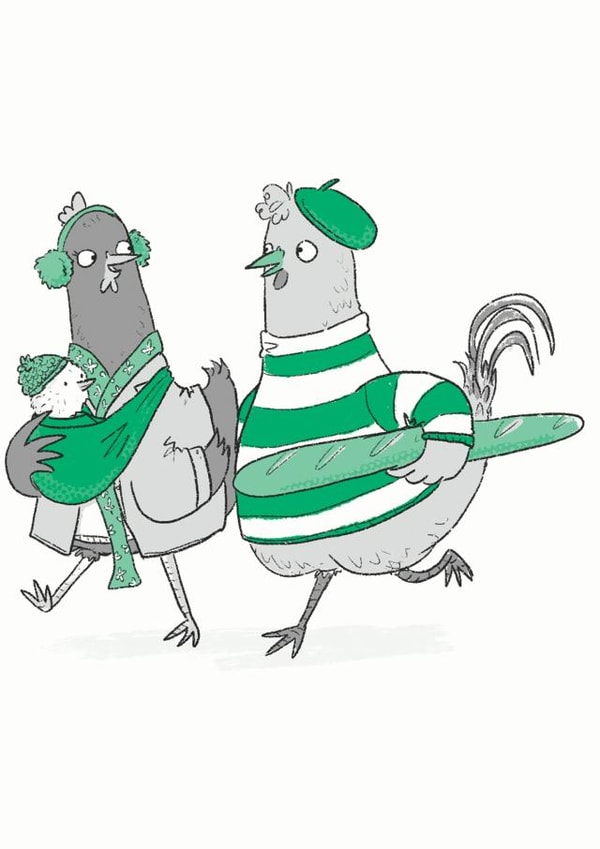 3 French Hens Christmas Card created by Chloe illustrates