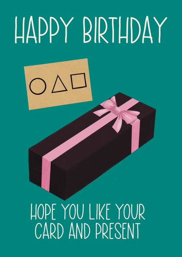 Squid Game gift coffin box birthday card created by Silky Rose Design