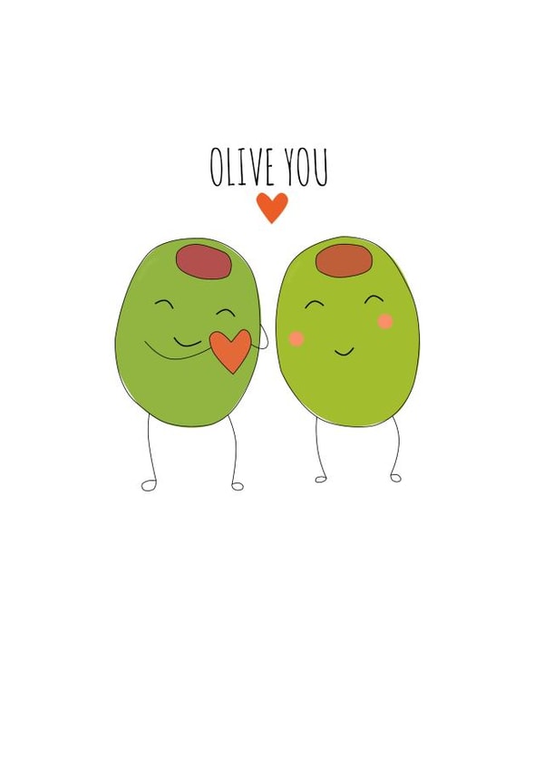 Cute Olive Pun Anniversary Card / Valentines Day Card - Olive You created by Abigail Elodie
