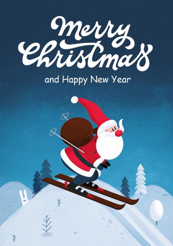 Christmas card with cute Santa created by Anna Bencic