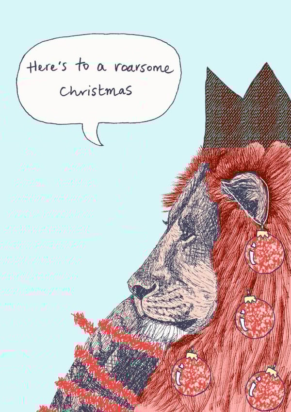 Lion Christmas card. created by Pearl Illustrations