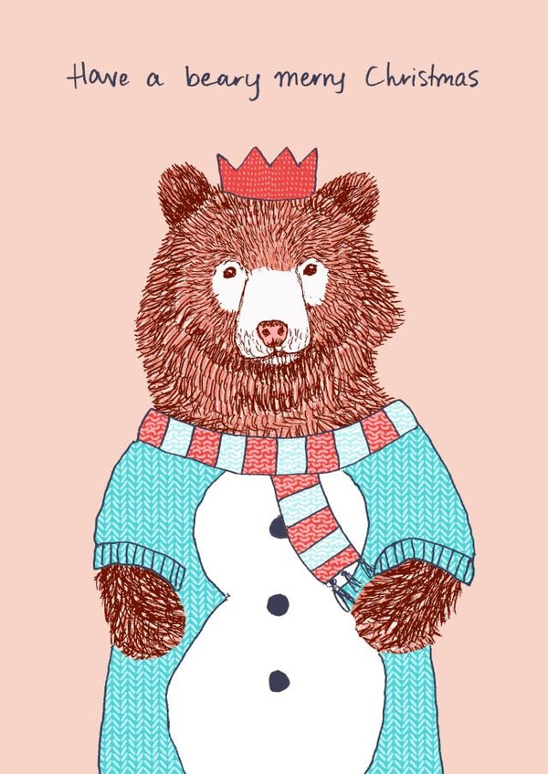 Bear Christmas card. created by Pearl Illustrations