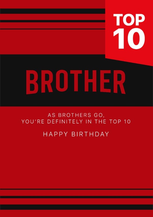 Brother Top 10 Netflix Birthday Card created by Rosewood Design