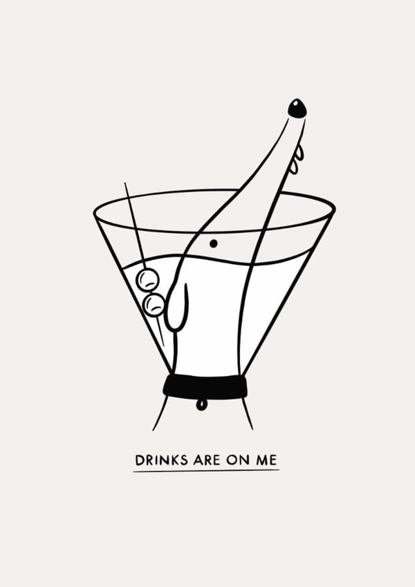 Greyhound Drinks Are On Me Birthday Card created by Liam Ross