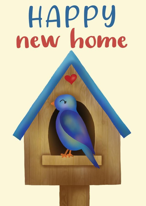 Cute Birdhouse New Home Card - Bluebird - Happy New Home created by Juliana Costa