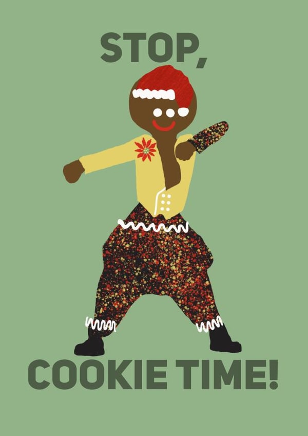 Gingerbread Dancing Cookie Time Christmas Card 1001 | thortful