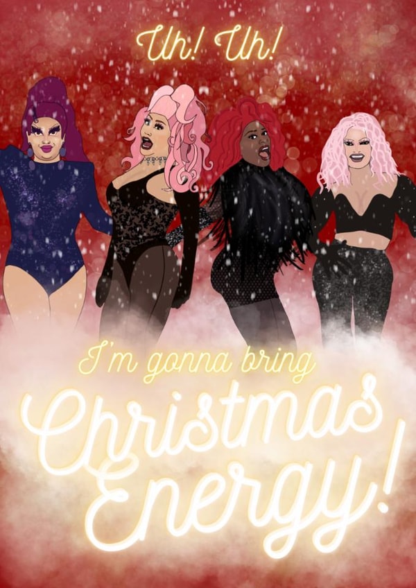 Christmas Energy BDE Drag Race Card created by Esther the Sketcher