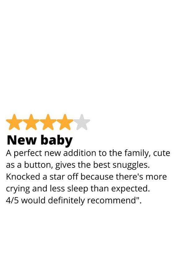 New baby star rating card  created by original fox designs