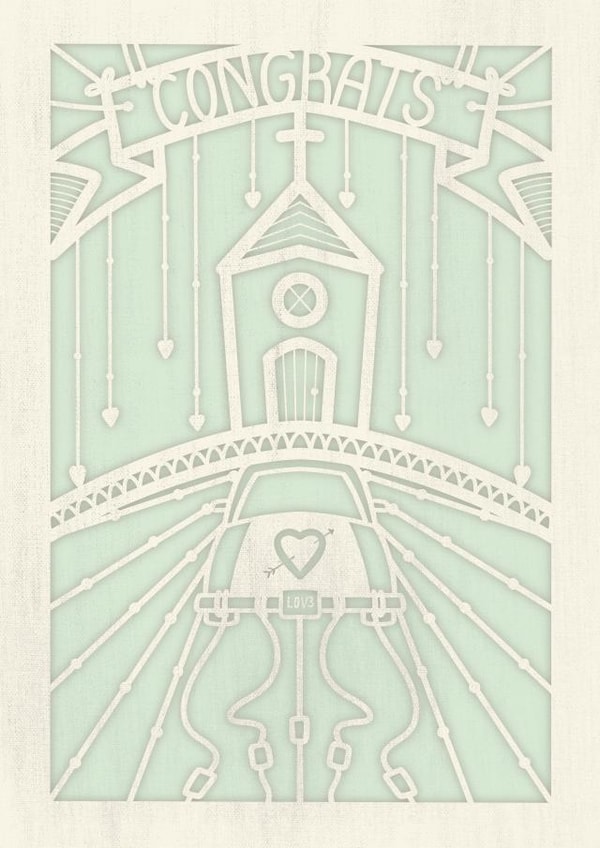Paper Cut Wedding card - Illustration card created by GRACIE HEALEY