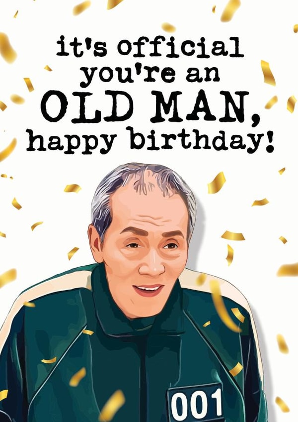 Funny Squid Game Birthday Card - Old Man created by Mrs Best Paper Co.