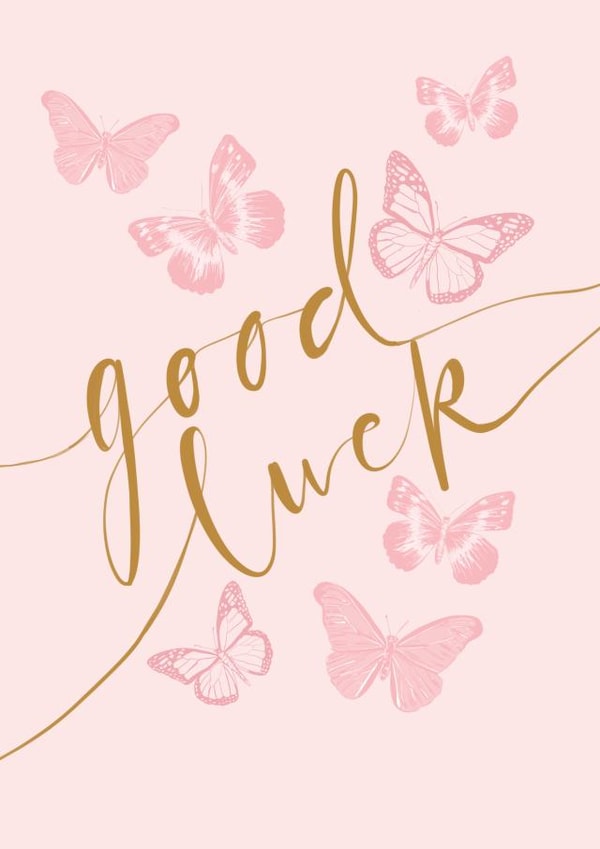 Pink Butterfly Good Luck Card For Her created by Honey & Velvet Studio