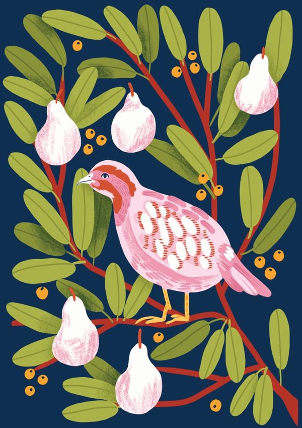 Partridge and Pear Classy Christmas Card created by Joanna Clay Design