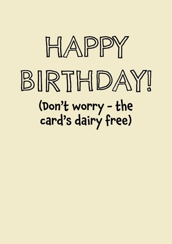 Dairy Free Birthday Card created by size3art