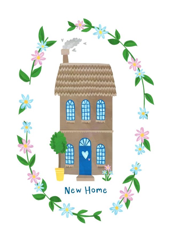 Pretty Wreath New Home Card - House - New Home created by Evie Warren Illustration