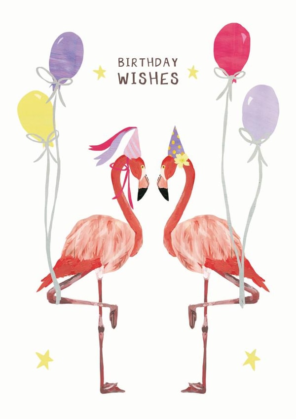 Flamingo Friends celebrate the biggest Birthday created by Evie Warren Illustration