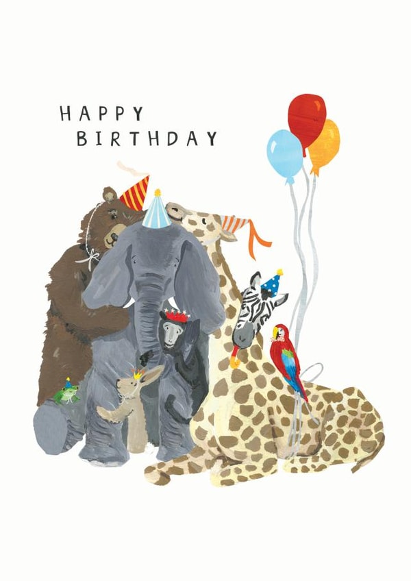 Animal friends Birthday hug! created by Evie Warren Illustration
