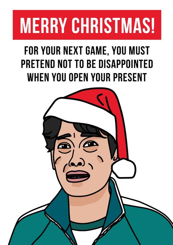 Squid Game Present Challenge Christmas Card created by Peabody Studio