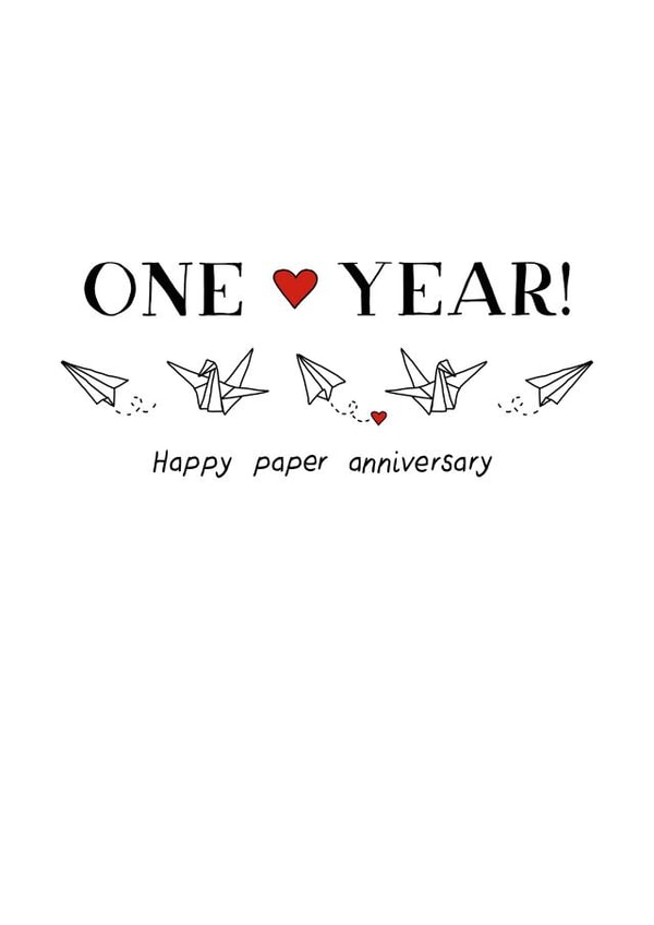 Cute One Year Anniversary Card - Paper Anniversary - One Year! created by Letters & Lines