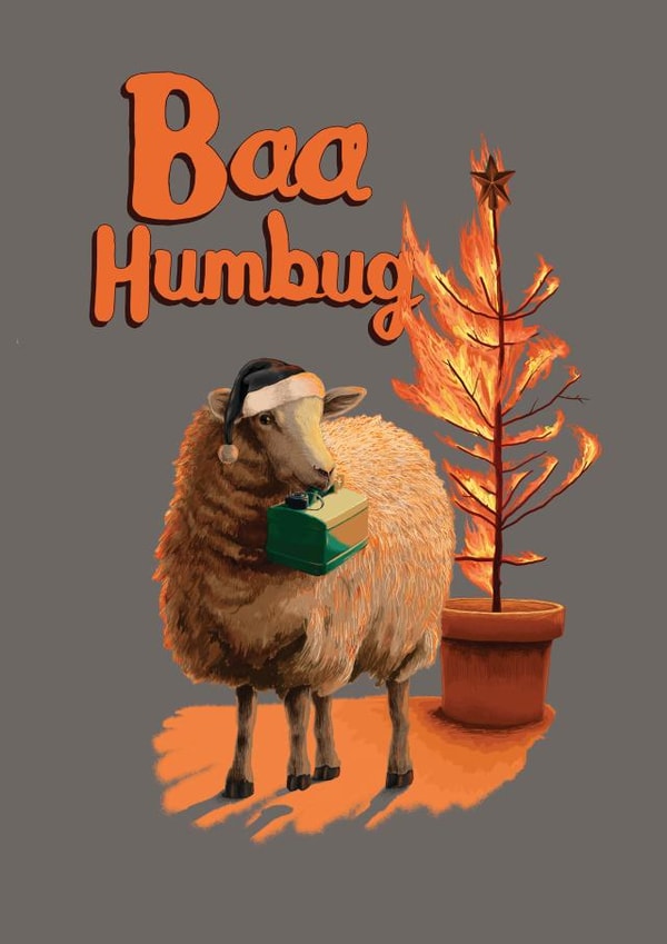 Bah Humbug Sheep Christmas Card created by Fasanian Artistry