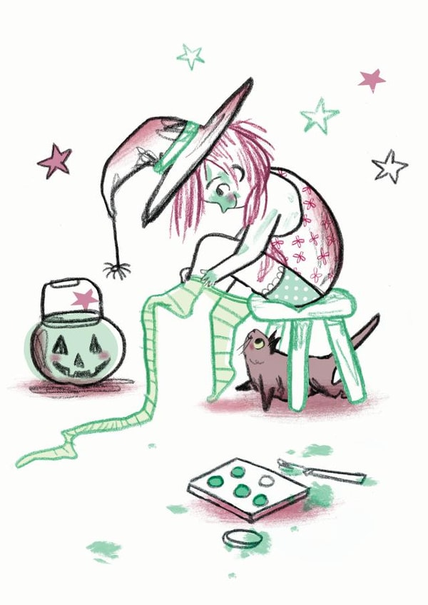 Little Trick or Treat Dress Up Witch at Halloween created by Rebecca Bagley