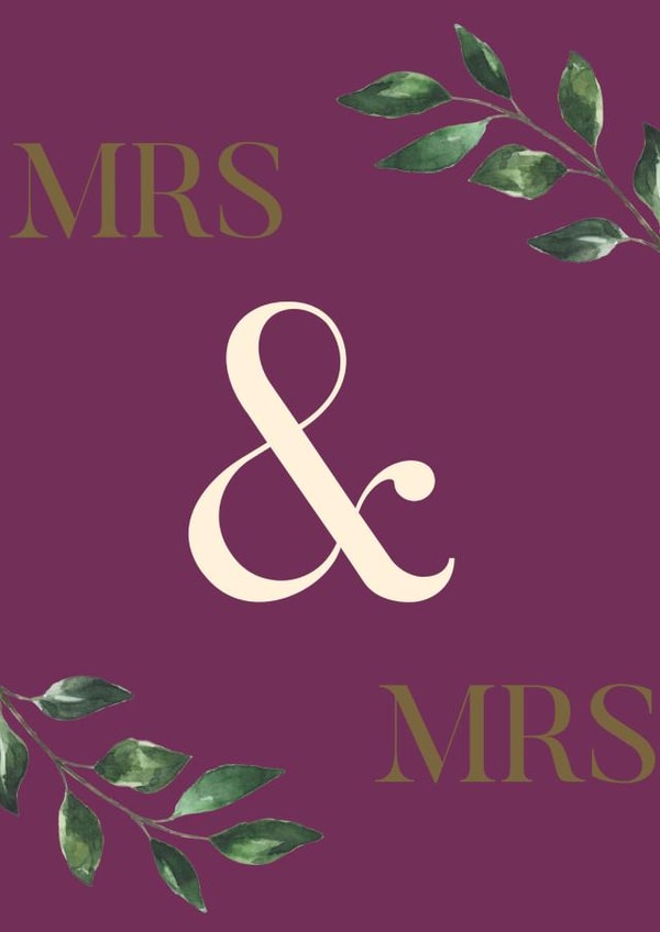 Mrs & Mrs- Eucalyptus plum created by Party Piece Designs