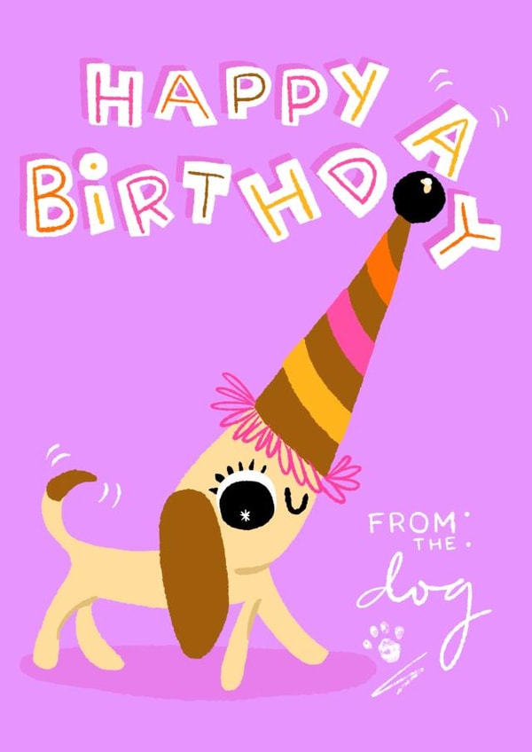Happy Birthday from the dog, who is ready to celebrate with you. created by Paula Romani Studio