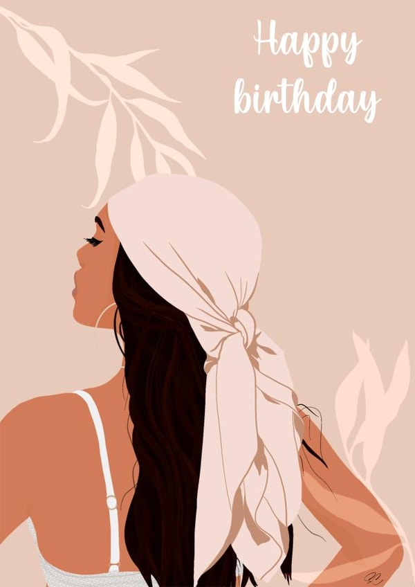 Boho girl birthday card created by IllustrationbySC