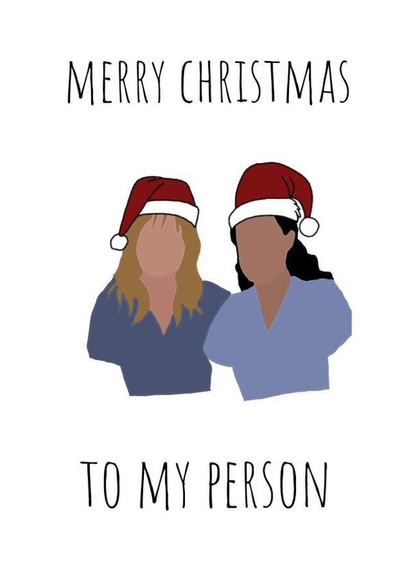 Christmas greys anatomy card my person meredith grey Christina yang created by Amy (Hedgecards)