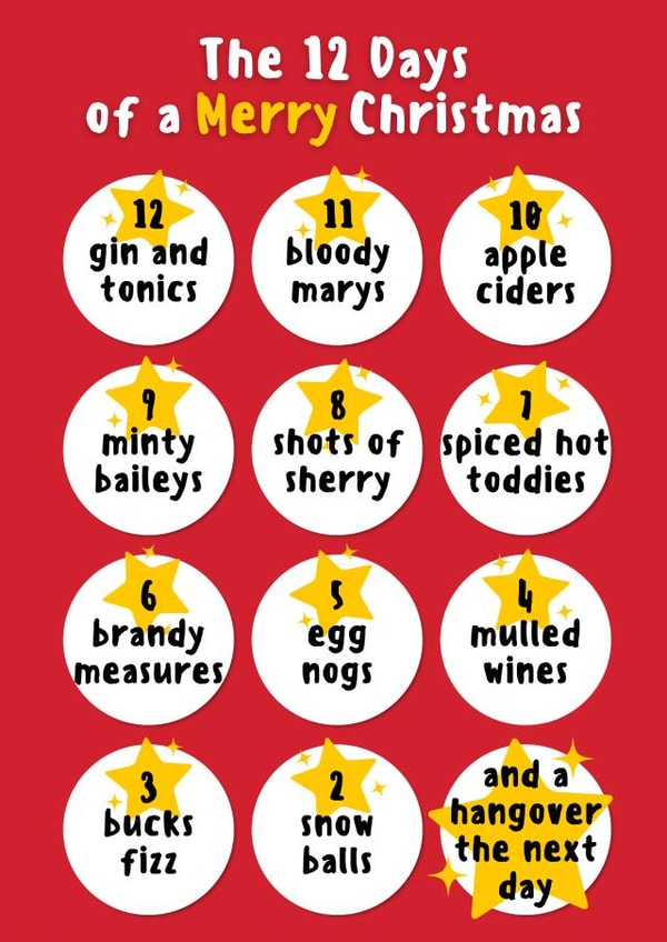 Drinking 12 Days of Christmas Card created by Meg's Creative Outlet