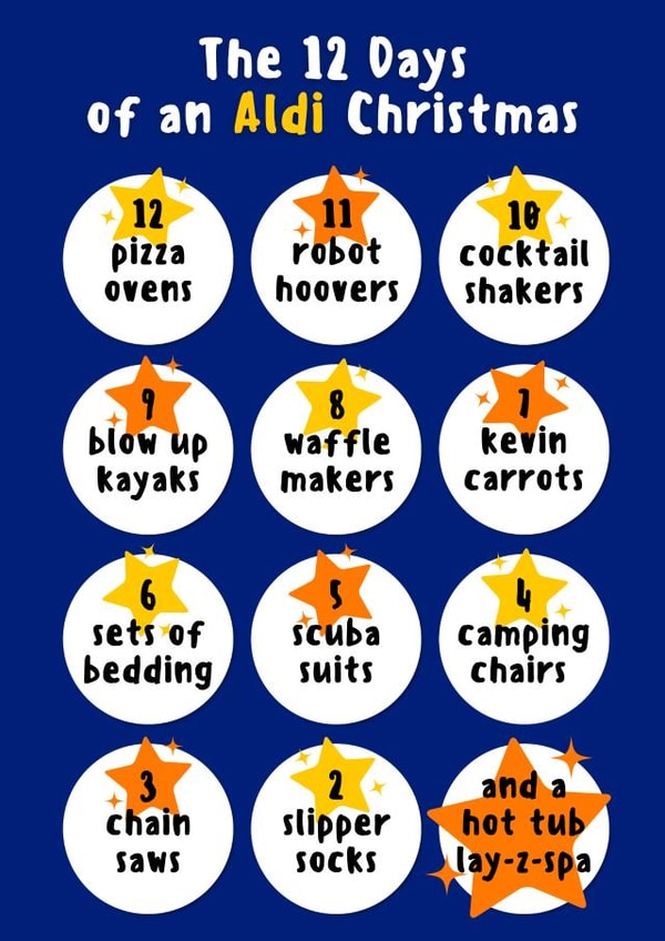 The Aldi 12 Days of Christmas Card created by Meg's Creative Outlet