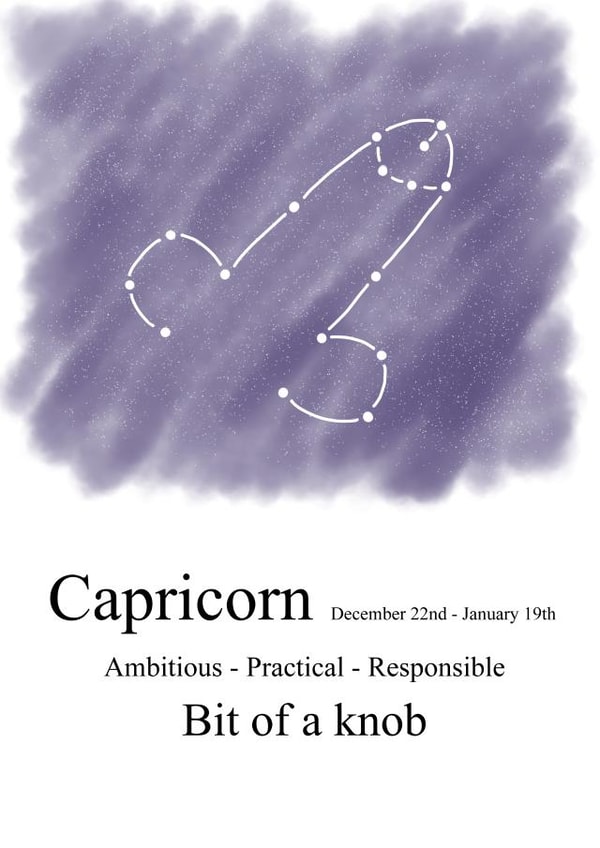 Cheeky zodiac-themed birthday card for a Capricorn created by Shore Designs