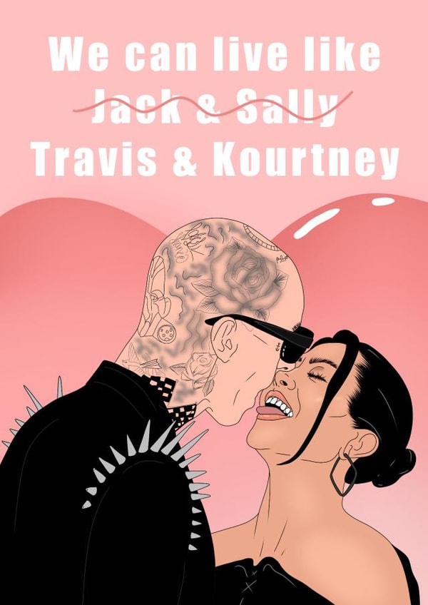 Travis Barker & Kourtney Kardashian valentines card created by Ain't It Fun
