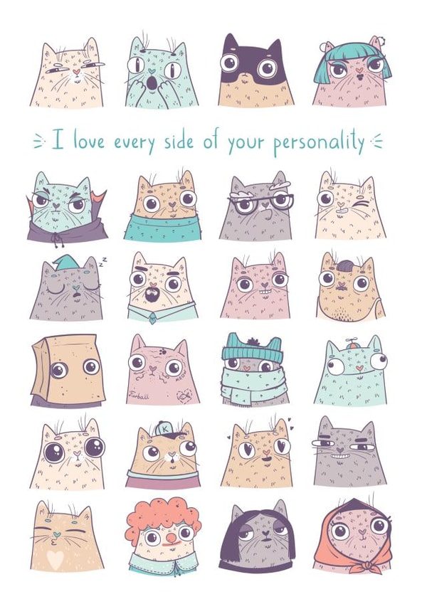 Cute cats love card created by Zhenya Lyapina