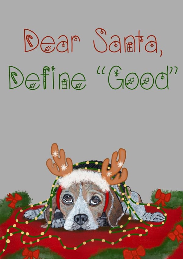Naughty Beagle Christmas Card created by The Warren Creations