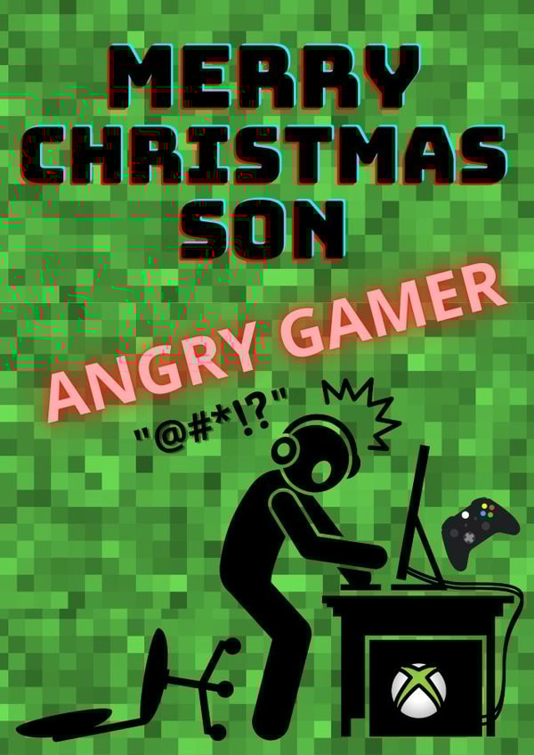 Merry Christmas Son, Angry Gamer Xbox Gaming Card created by Ellie & Co