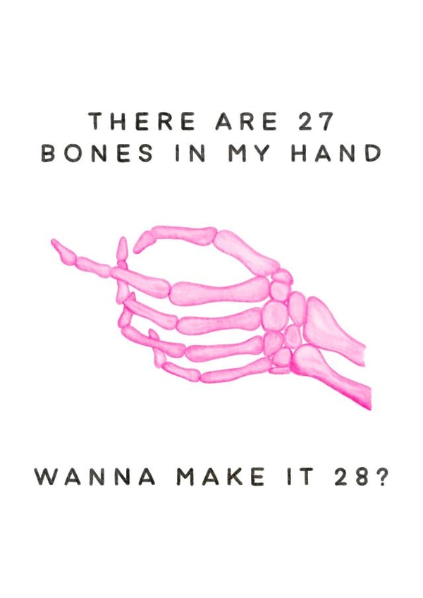 Rude Skeleton Anniversary Card / Valentine's Day Card - Boner - There Are 27 Bones In My Hand Wanna Make It 28 created by Debora Sofia