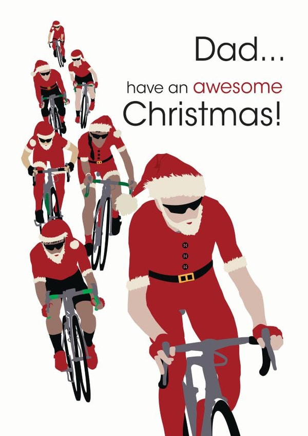 Cycling Santa Christmas card created by Jackie Ponwaye Design