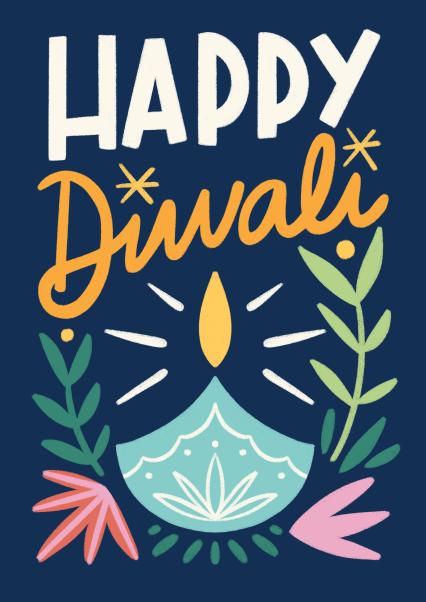Illustrated happy Diwali card card