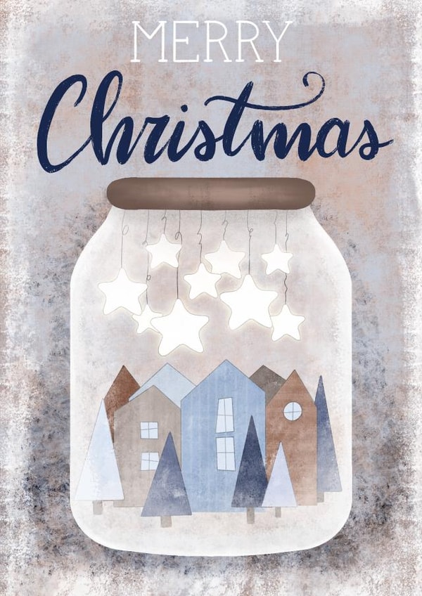 Village in a jar Christmas card created by Silvia Volpe