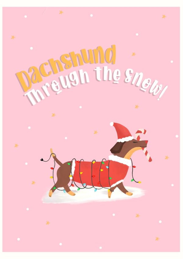 Dachshund through the snow Christmas card created by Coffee Cup Studio