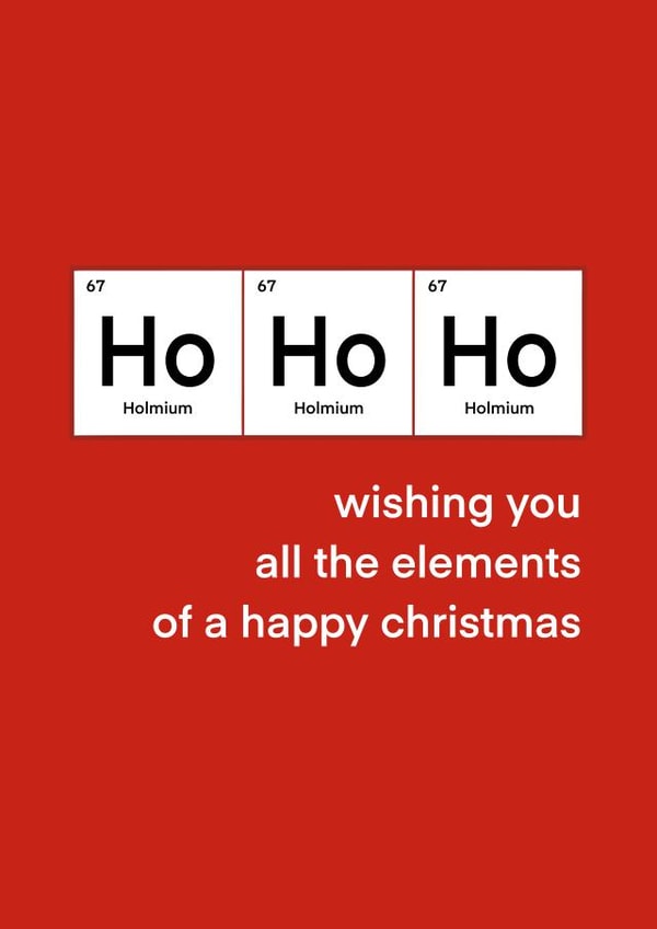 Funny science geek periodic table Christmas card created by Louise Quokka