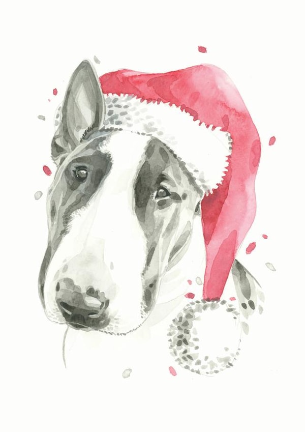 English Bull Terrier Christmas Card created by Robert James Hull