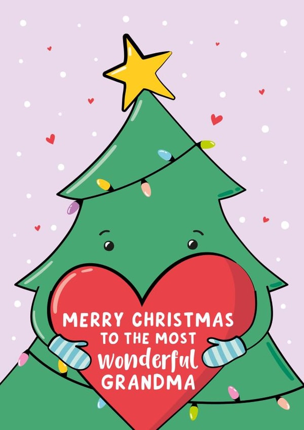 Cute Christmas Card For Grandma - Christmas Hugs created by Macie Dot Doodles