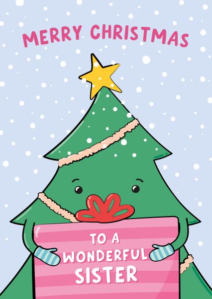 Cute Christmas Card For Sister - Christmas Tree - Wonderful Sister ...